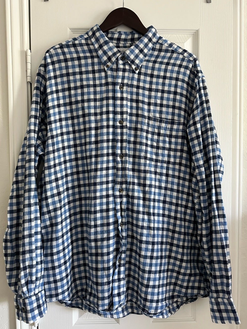 Saddlebred Men's Blue/White Checked Soft Cotton Classic Fit Shirt, Size XXL